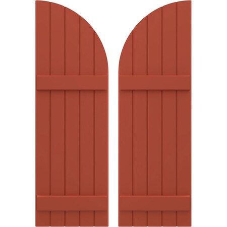 Ekena Millwork Americraft 5-Board (2 Batten) Wood Joined Board-n-Batten Shutters w/ Arch Top, ARW101BQ518X62CLH, PR ARW101BQ518X62CLH